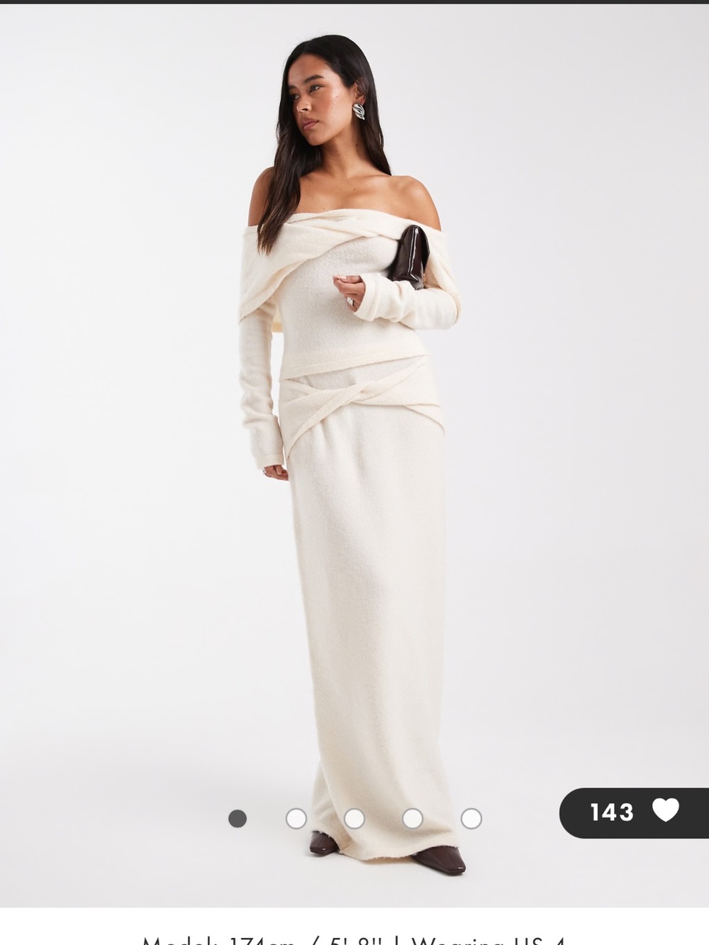 Off-Shoulder Cream Maxi Skirt Set